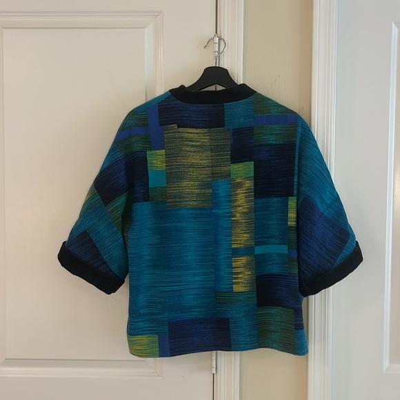 Vintage Corduroy Cardigan Jacket with Blue and Green shades and Pockets - Picture 5 of 17